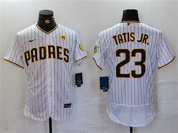 Men%27s San Diego Padres #23 Fernando Tatis Jr. White With PS Patch Flex Base Stitched Baseball Jersey->seattle mariners->MLB Jersey